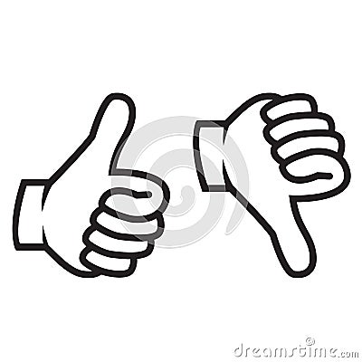 Thumbs up and down gesture Vector Illustration