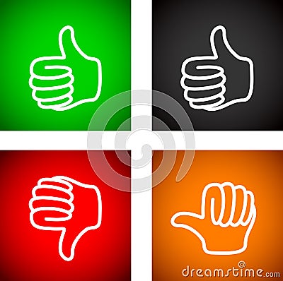 Thumbs up and down Vector Illustration
