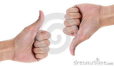 Thumbs up and down Stock Photo