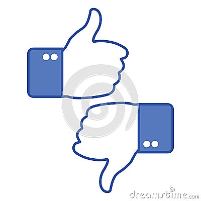 Thumbs up and thumbs down. Like and dislike icons for social network. Hand gesture. Vector illustration Vector Illustration