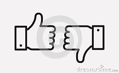 Thumbs up and down line icons. Vector Vector Illustration