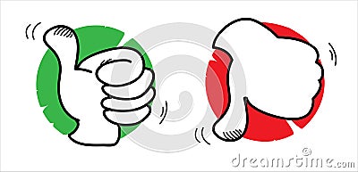 Thumbs up and down Vector Illustration