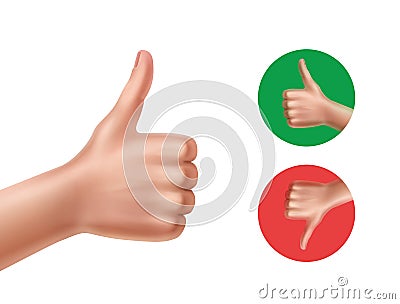 Thumbs up and down Vector Illustration