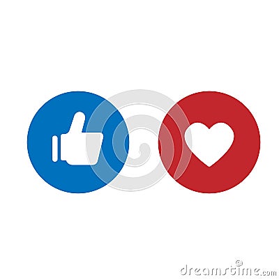 Thumbs up and heart icon on a blue background. Editorial Stock Photo