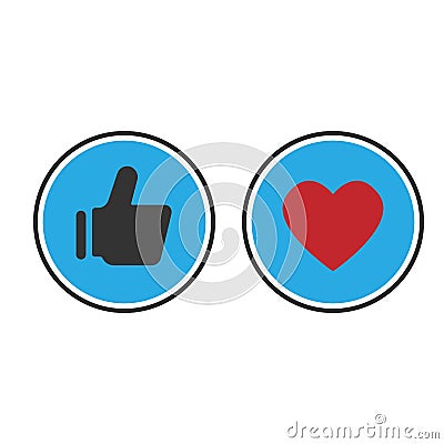 Thumbs up and heart icon on a blue background. Editorial Stock Photo