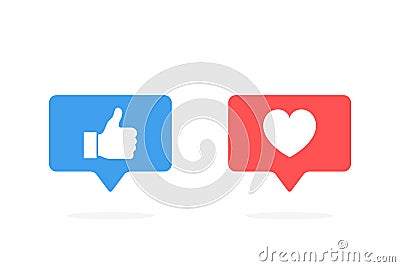 Thumbs up and heart icon in rounded square pin. Modern flat style vector illustration Vector Illustration