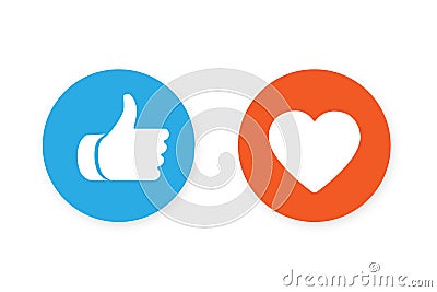 Thumbs up and heart icon Vector Illustration