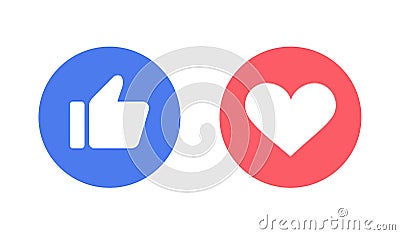 Thumbs up and heart icons. Like and heart Editorial Stock Photo