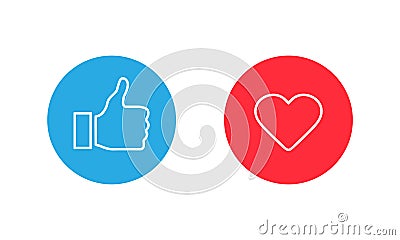 Thumbs up and heart, social media icon, empathetic emoji reactions. Vector illustration EPS 10 Vector Illustration
