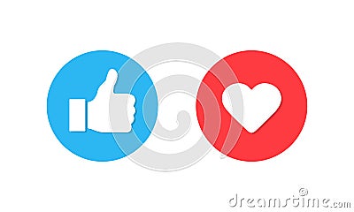 Thumbs up and heart, social media icon. Vector Illustration. EPS 10 Vector Illustration