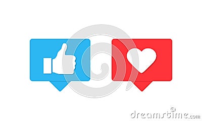 Thumbs up and heart, social media icon. Vector Illustration. EPS 10 Vector Illustration