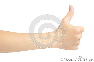 Thumbs up. Human hand shows a thumb signal. Stock Photo