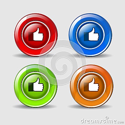 Thumbs UP Icon Button Vector Illustration