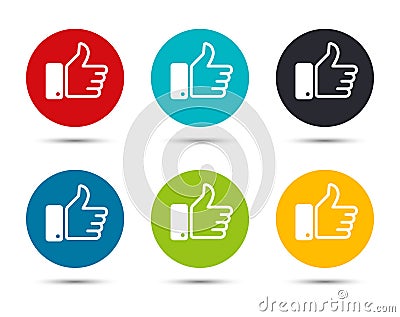 Thumbs up icon flat round button set illustration design Vector Illustration