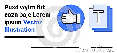 Thumbs Up Icon with Stacked Text Elements and Sample Text for Web and Print Design Vector Illustration