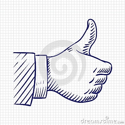 Thumbs up like hand sketch vector illustration Vector Illustration