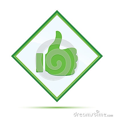 Thumbs up like icon modern abstract green diamond button Stock Photo