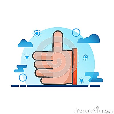 Thumbs up , like illustration. Flat vector icon. can use for, icon design element,ui, web, mobile app Vector Illustration