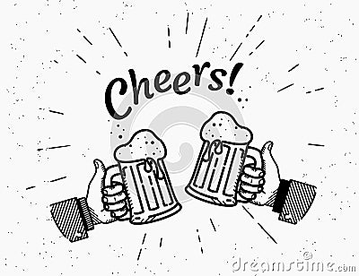 Thumbs up symbol icon with beer bottle Vector Illustration