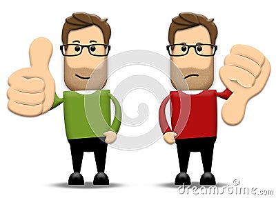 Thumbs up, thumbs down Stock Photo