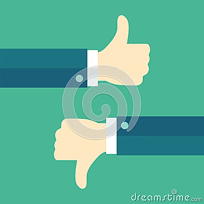 Thumbs up and thumbs down Vector Illustration