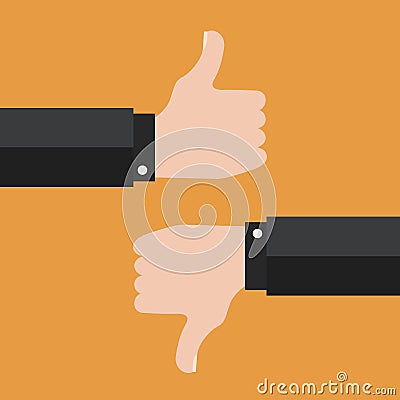 Thumbs Up and Thumbs Down Vector Illustration