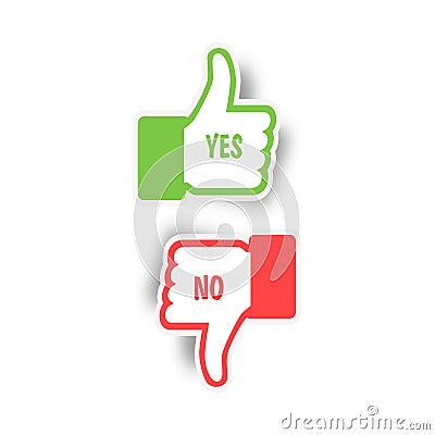 Thumbs up and Thumbs down. Yes and No. Like and Dislike Vector Illustration