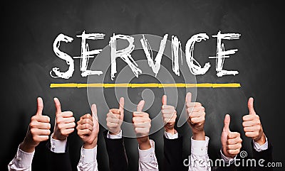 Thumbs up to good service Stock Photo