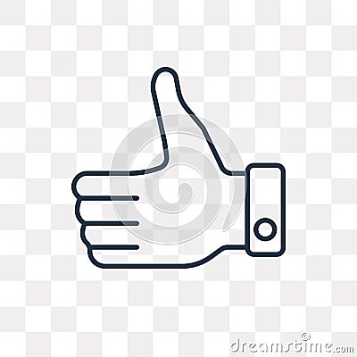 Thumbs up vector icon isolated on transparent background, linear Vector Illustration