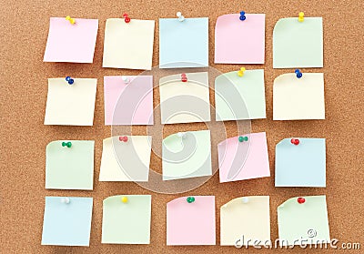 Thumbtack and note paper group Stock Photo