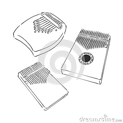 Thump piano or kalimba or thumb piano isolated on white vector cartoon icon illustration. Kalimba, vector sketch illustration, Cartoon Illustration