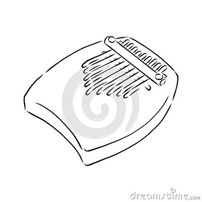 Thump piano or kalimba or thumb piano isolated on white vector cartoon icon illustration. Kalimba, vector sketch illustration Cartoon Illustration