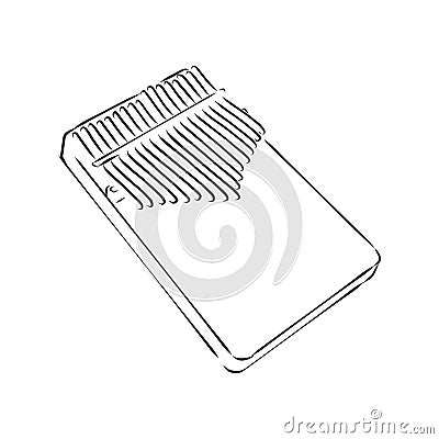 Thump piano or kalimba or thumb piano isolated on white vector cartoon icon illustration. Kalimba, vector sketch illustration Cartoon Illustration