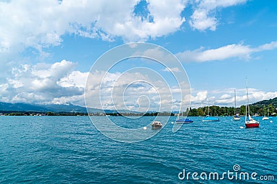 Thun lake with mountain in Switzerland Editorial Stock Photo