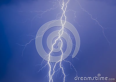 Thunder in the blue night sky Stock Photo