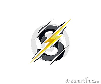 Thunder Flash S Letter Logo Icon. Vector Illustration