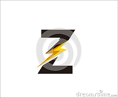 Thunder Bolt Z Letter Logo Icon. Vector Illustration