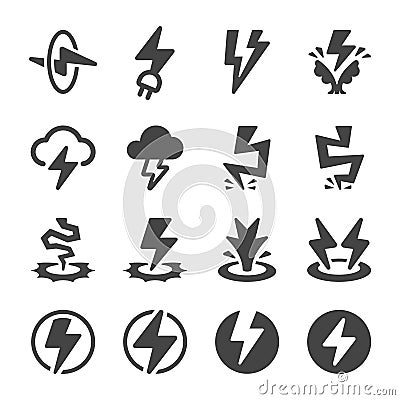 Thunder icon set Vector Illustration