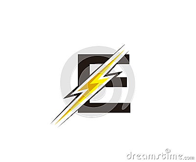 Thunder Flash E Letter Electrical Logo Icon. Stock Photo