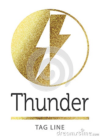 Thunder logo in golden Vector Illustration