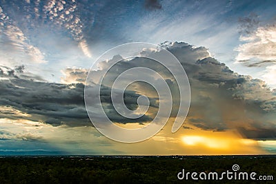 .thunder storm sky Rain clouds Stock Photo