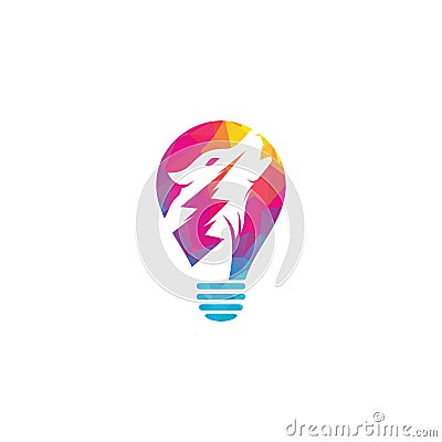 Thunder Wolf bulb shape concept Logo design Vector Illustration