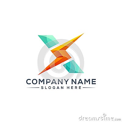 Thunder x logo design for your company Stock Photo