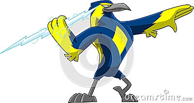 Thunderbird Bird Cute Cartoon Character Holding A Big Ð¢hunderbolt Stock Photo