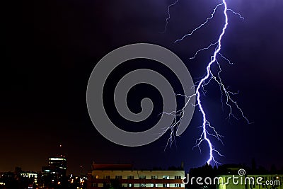 Perfect thunderbolt in a dark stormy night Stock Photo