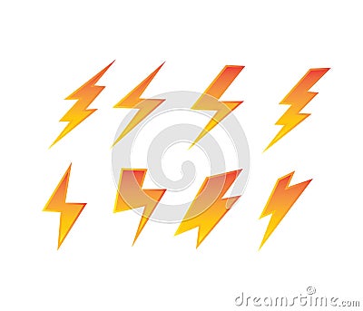 Thunderbolt electric symbol set power electricity vector logo design Stock Photo