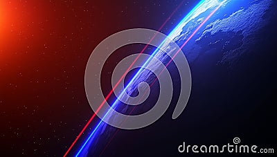 A thunderbolt, a single lightning strike, an electrical current line, a blue enchanted ray, an abstract audio visualizer Stock Photo