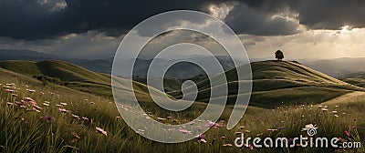 Thundercloud over the fields Stock Photo