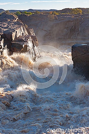 Thundering approach to Augrabies Falls Stock Photo