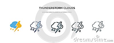 Thunderstorm clouds icon in different style vector illustration. two colored and black thunderstorm clouds vector icons designed Vector Illustration